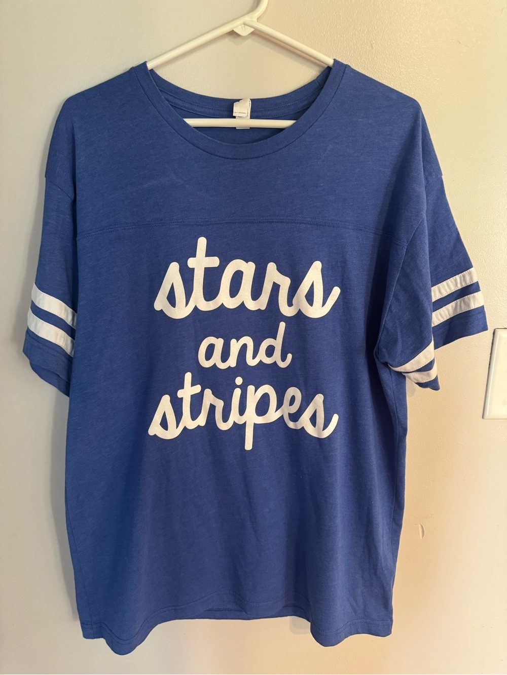 Patriotic Blue "Stars and Stripes" Graphic Tee Shirt Sz L